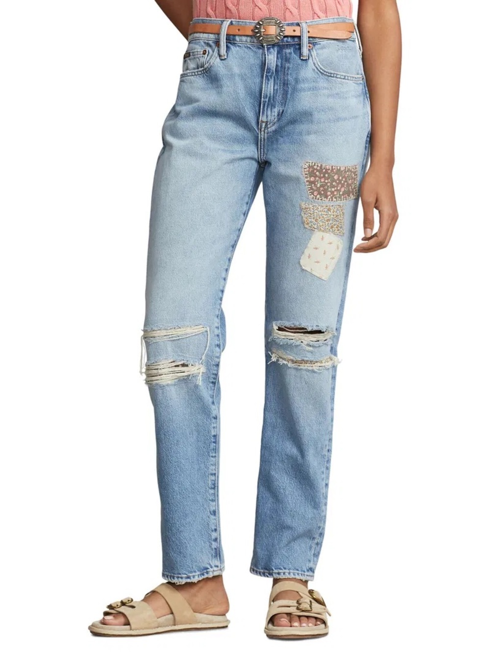 Polo by Ralph Lauren women’s patchwork distress denim slim boyfriend jeans sz 32
